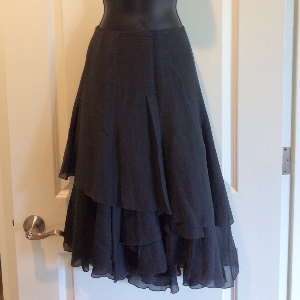 CAbi Asymmetrical Layered Cotton/Silk Blend Skirt